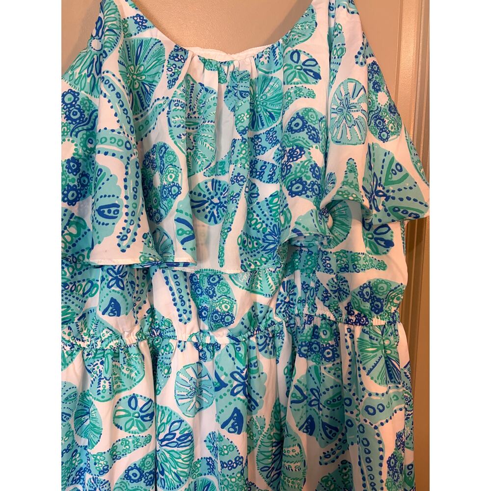 Lilly Pulitzer for Target Womens Size 2X Blue & White Patterened Flounce Dress - Picture 5 of 7